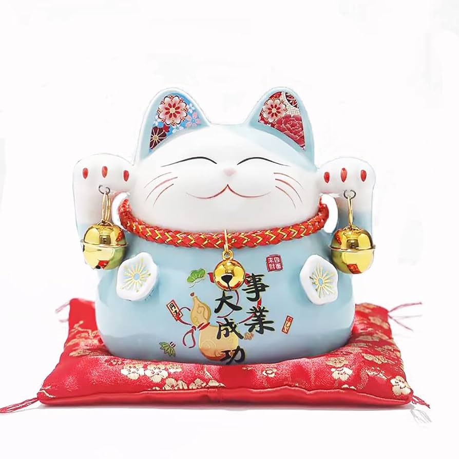 千万両 招き猫 貯金箱 インテリア 置物 オブジェ お祝い 座布団付き Amazon.co.jp: 招き猫貯金箱 置物 開運 金運アップ まねきねこ